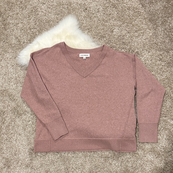 Lucky Brand Sweaters - Lucky Brand Women's Dusty Rose V-Neck Sweater Size M